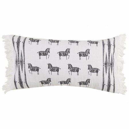 PUESTA EN ESCENA 12 x 24 in. Zebra OB Embroidered Pillow with Tassels PU3678874